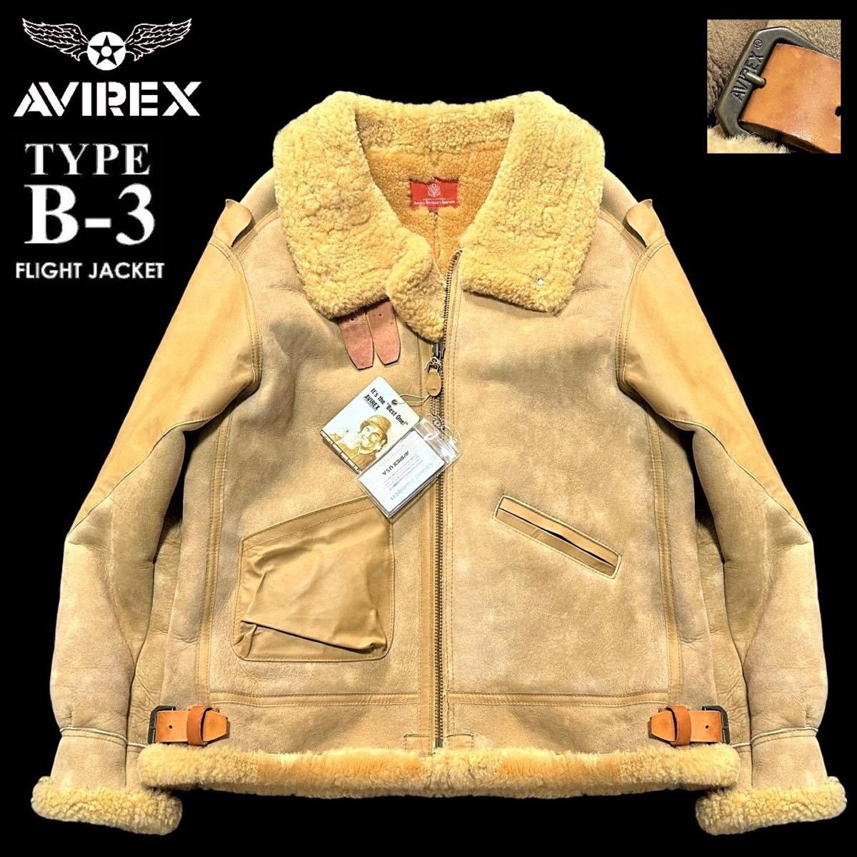 希少 限定 新品 極暖! AVIREX アヴィレックス 大戦 B-3 リアルムートン フライトジャケット 42/XL~3L キングサイズ 羊革 上野商会 ブルゾン