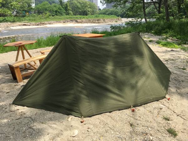     原文:残りわずか！ 箱付き デッドストック US ARMY パップテント シェルターハーフ pup tent 軍物 実物 USA製 オリジナル コットン フルセット