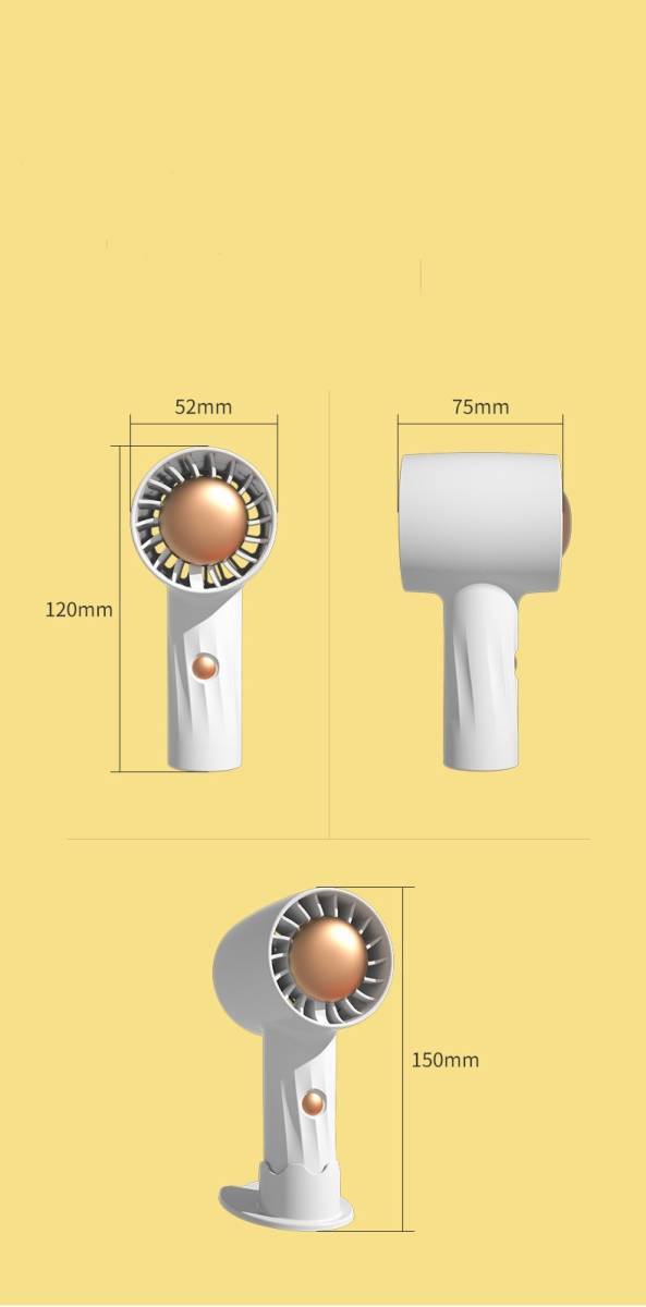 ハンディファン　 ハンディーファン　 手持ち扇風機 　ミニ扇風機　小型扇風機　BLACK　黒色　USB充電式　 卓上扇風機 　軽量 _画像7