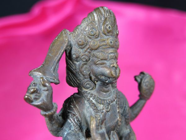 ｃ　古銅ハヌマーン神像　多手像　インド　金工　/　ヒンドゥー教　インド神話 宗教美術　Hanuman 像　孫悟空　猿像_画像3