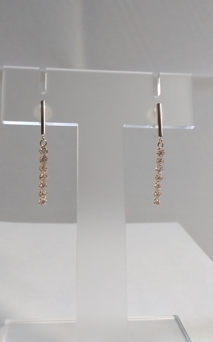 K10YG zircon long earrings!