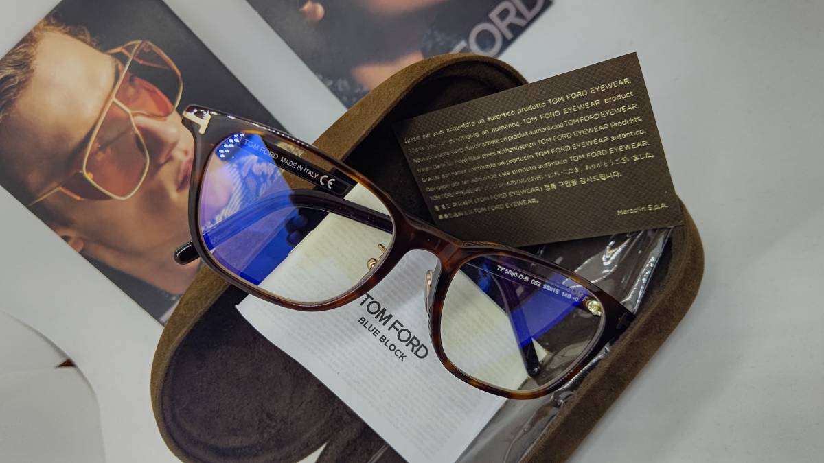 トムフォード 眼鏡 ブルーカットレンズ アジアンモデル 送料無料 税込 新品 TF5860-D-B 052 ハバナカラー