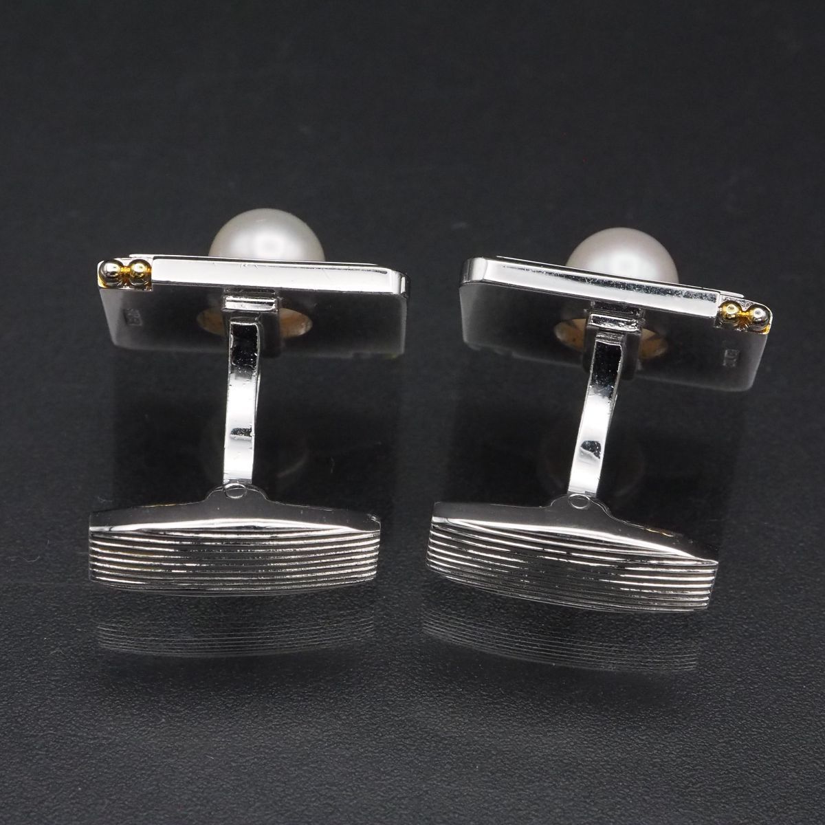 C812 あこや真珠 パール SILVER刻印 タイタックピン カフスボタン