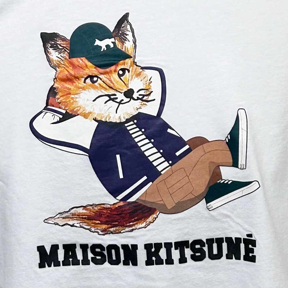  новый товар MAISON KITSUNE\' mezzo n лисица короткий рукав футболка KM103 белый M размер 
