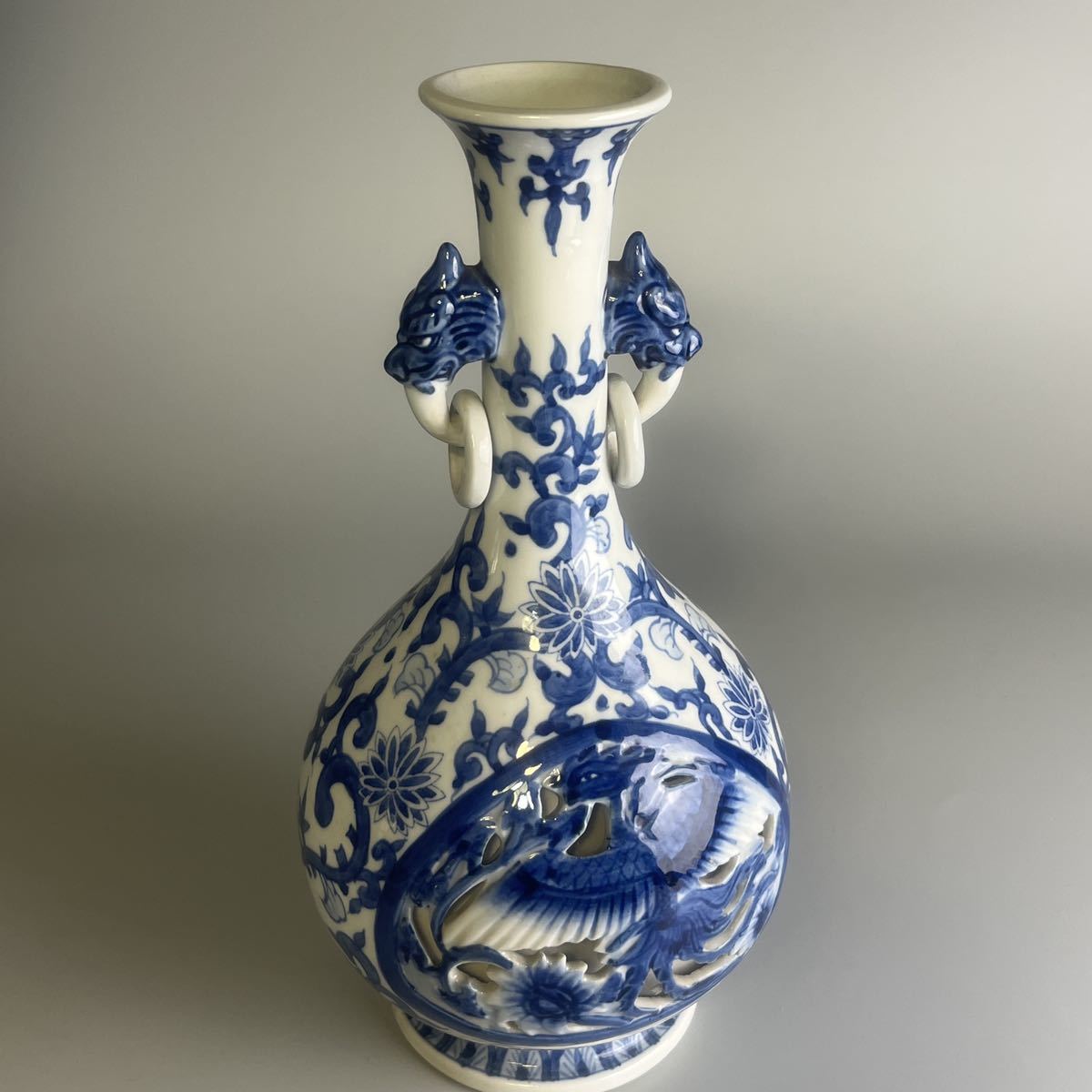 中国古玩中国美術大明宣徳年款青花染付花瓶陶器古染付瓶花器飾壷陶芸壷