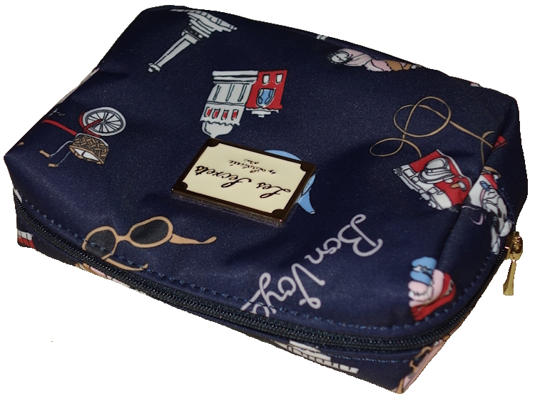 スクレ・ラデュレ/LADUREE★コンパクトポーチ★Charlie a Paris/シャルリー ア パリ/マカロン/フレンチブルドッグ★ネイビー_画像2