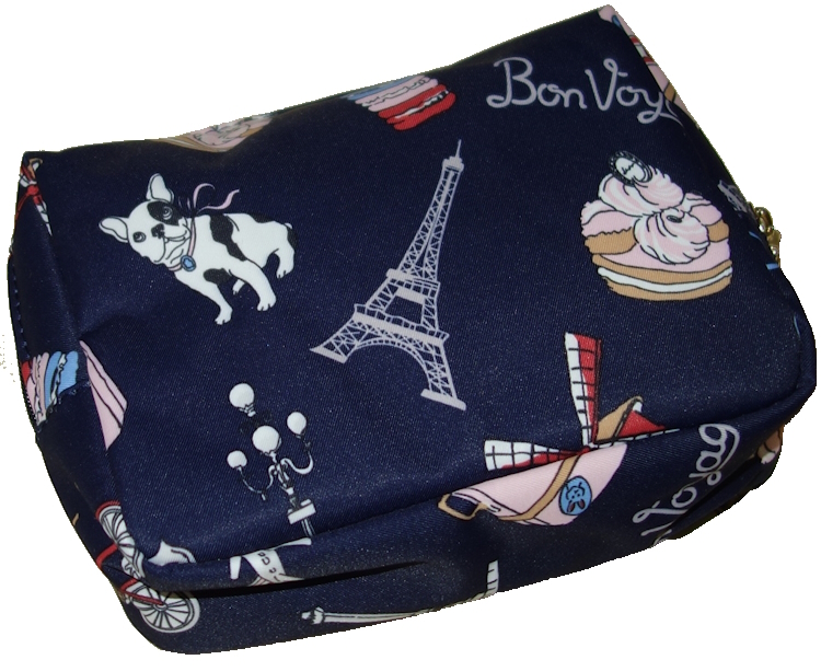 スクレ・ラデュレ/LADUREE★コンパクトポーチ★Charlie a Paris/シャルリー ア パリ/マカロン/フレンチブルドッグ★ネイビー_画像3