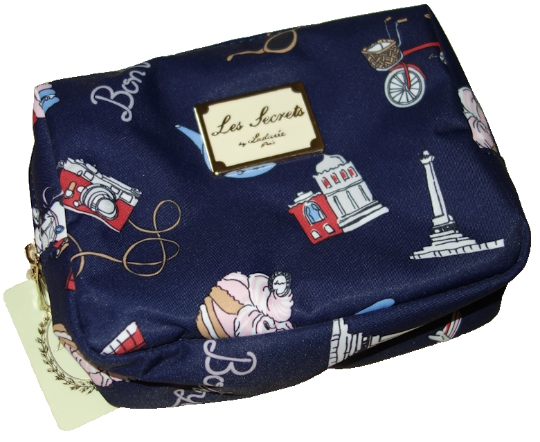 スクレ・ラデュレ/LADUREE★コンパクトポーチ★Charlie a Paris/シャルリー ア パリ/マカロン/フレンチブルドッグ★ネイビー_画像1