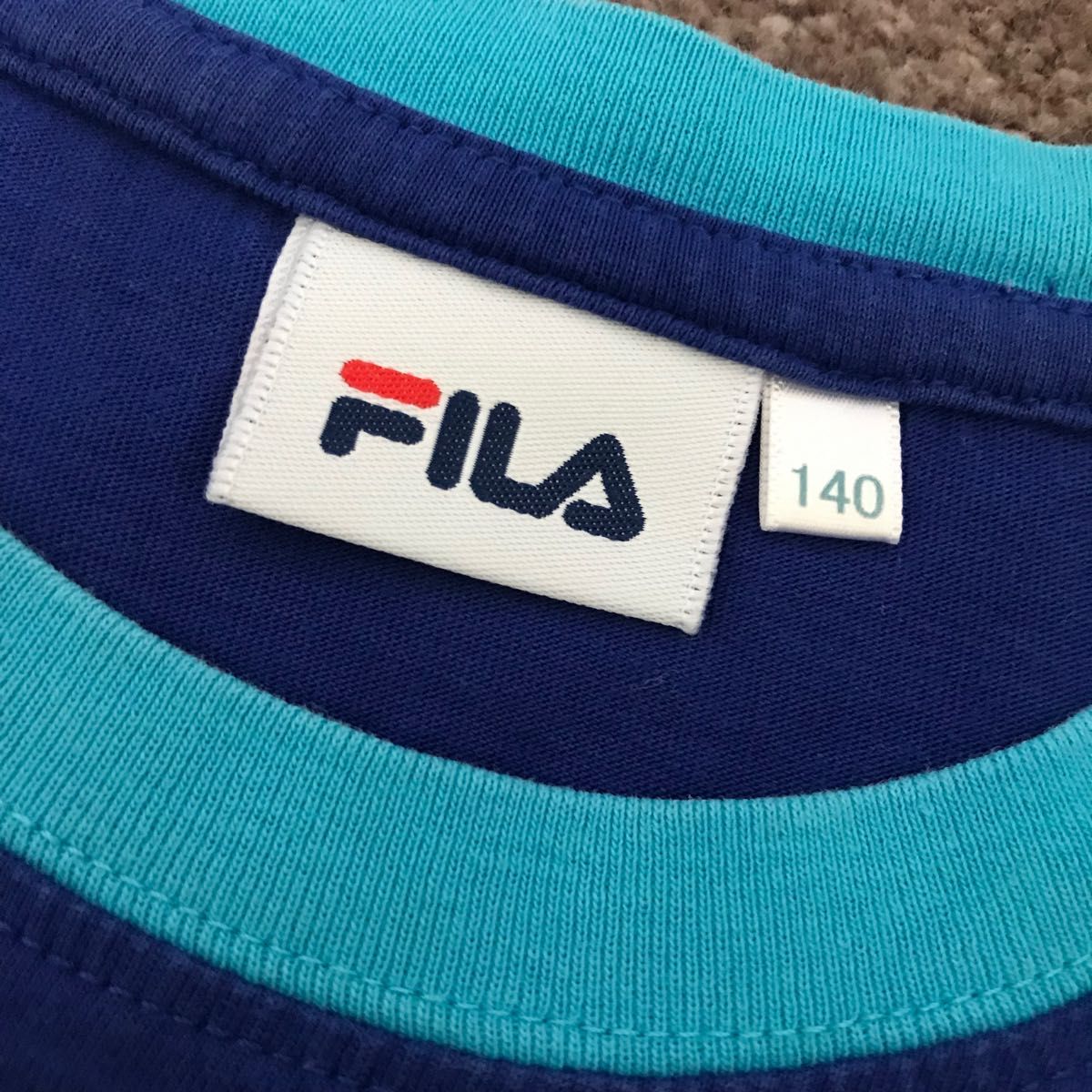 美品☆フィラ/FILA ガールズ140cm 半袖Tシャツ ブルー かわいいプリント