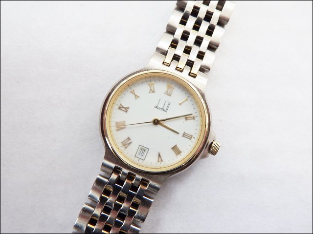  present condition goods dunhill/ Dunhill * Elite / lady's wristwatch * Date / quarts / white face / body only 