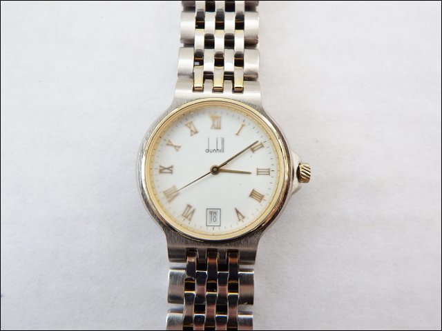  present condition goods dunhill/ Dunhill * Elite / lady's wristwatch * Date / quarts / white face / body only 