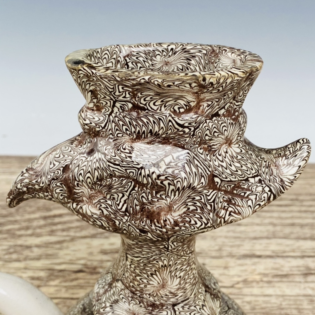 7Y3533 人間国宝 磁器 鶏の首壺 中国古美術 中国骨董 釉陶器 彫刻品