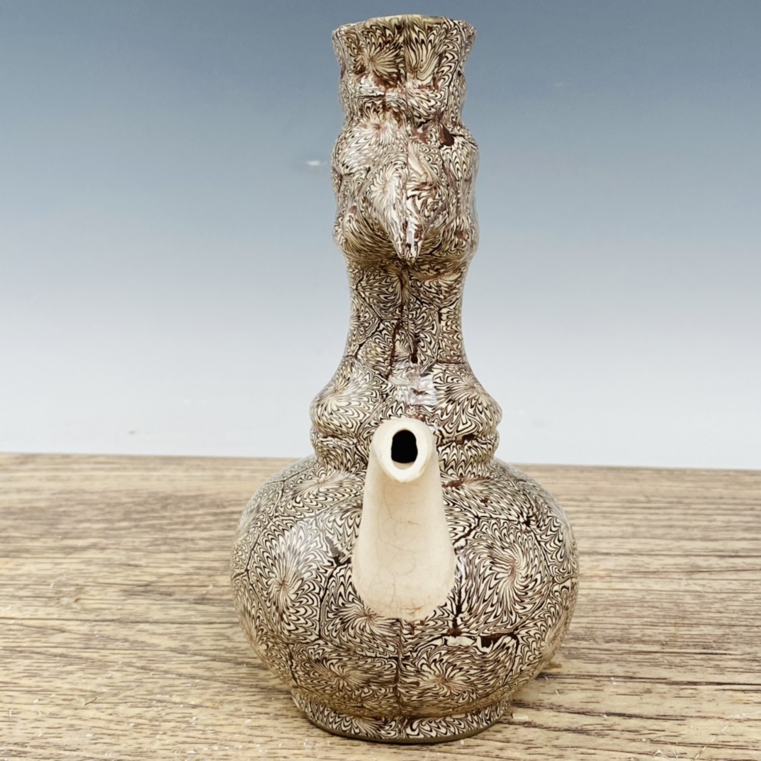 7Y3533 人間国宝 磁器 鶏の首壺 中国古美術 中国骨董 釉陶器 彫刻品