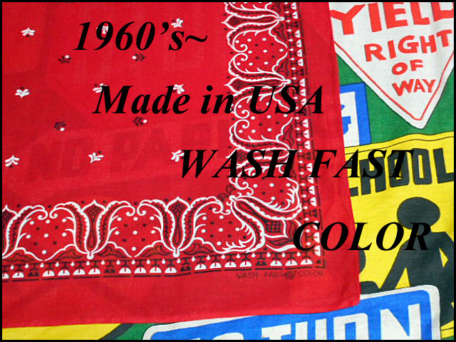 ★コンディション◎な1枚★Made in USA製アメリカ製WASH FAST COLORウォッシュファーストカラービンテージコットンプリントバンダナ60s~70s_♪1960s~ WASH FAST COLOR♪