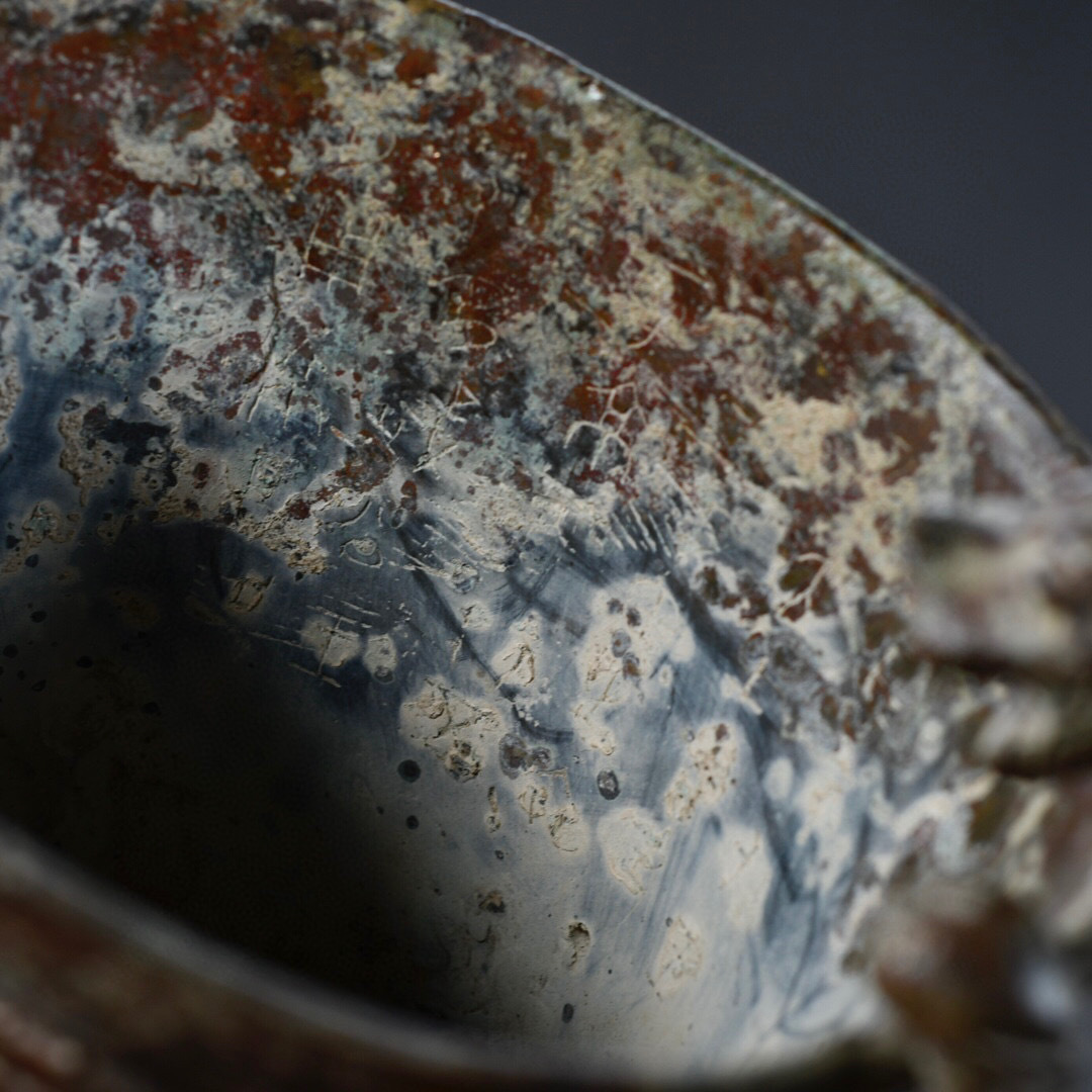 ▽鴻▽ 漢 青銅製 龍鳳爵杯 置物 古賞物 中国古玩 中国古美術(銅製