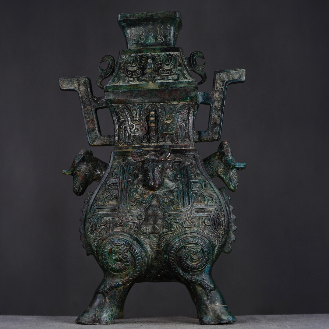 ▽鴻▽ 漢 青銅製 雙耳瓶 置物 古賞物 中国古玩 中国古美術-
