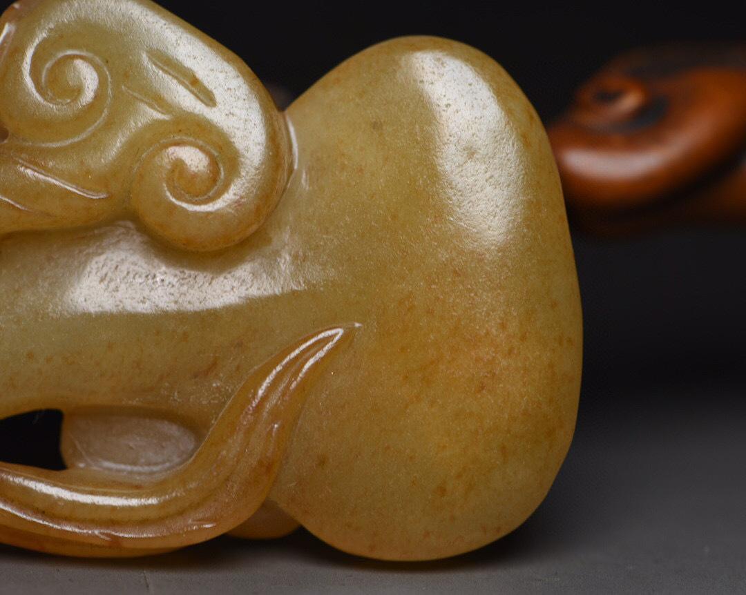 ▽鴻▽ 和田玉製細密彫如意置物古賞物中国古玩中国古美術  雅虎