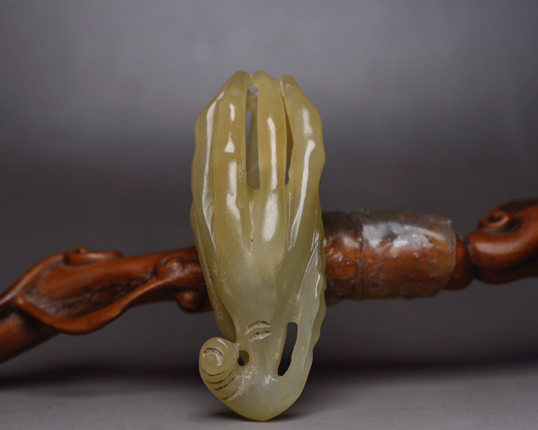 ▽鴻▽ 和田玉製 細密彫 仏手 根付 裝身具 置物 古賞物 中国古玩 中国