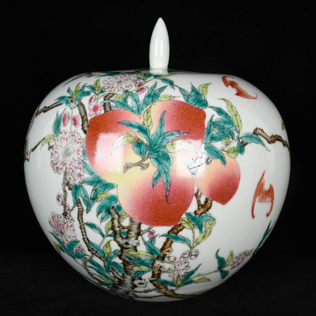 話題の人気西瓜罐八桃紋粉彩雍正年製款▽鴻▽清古陶瓷品中国古美術中国