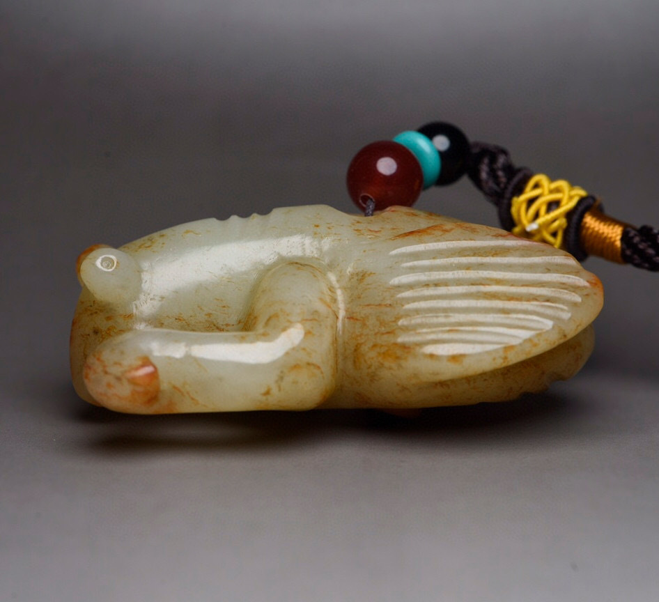 ▽鴻▽ 和田玉製 細密彫 螳螂 玉佩 置物 古賞物 中国古玩 中国古美術