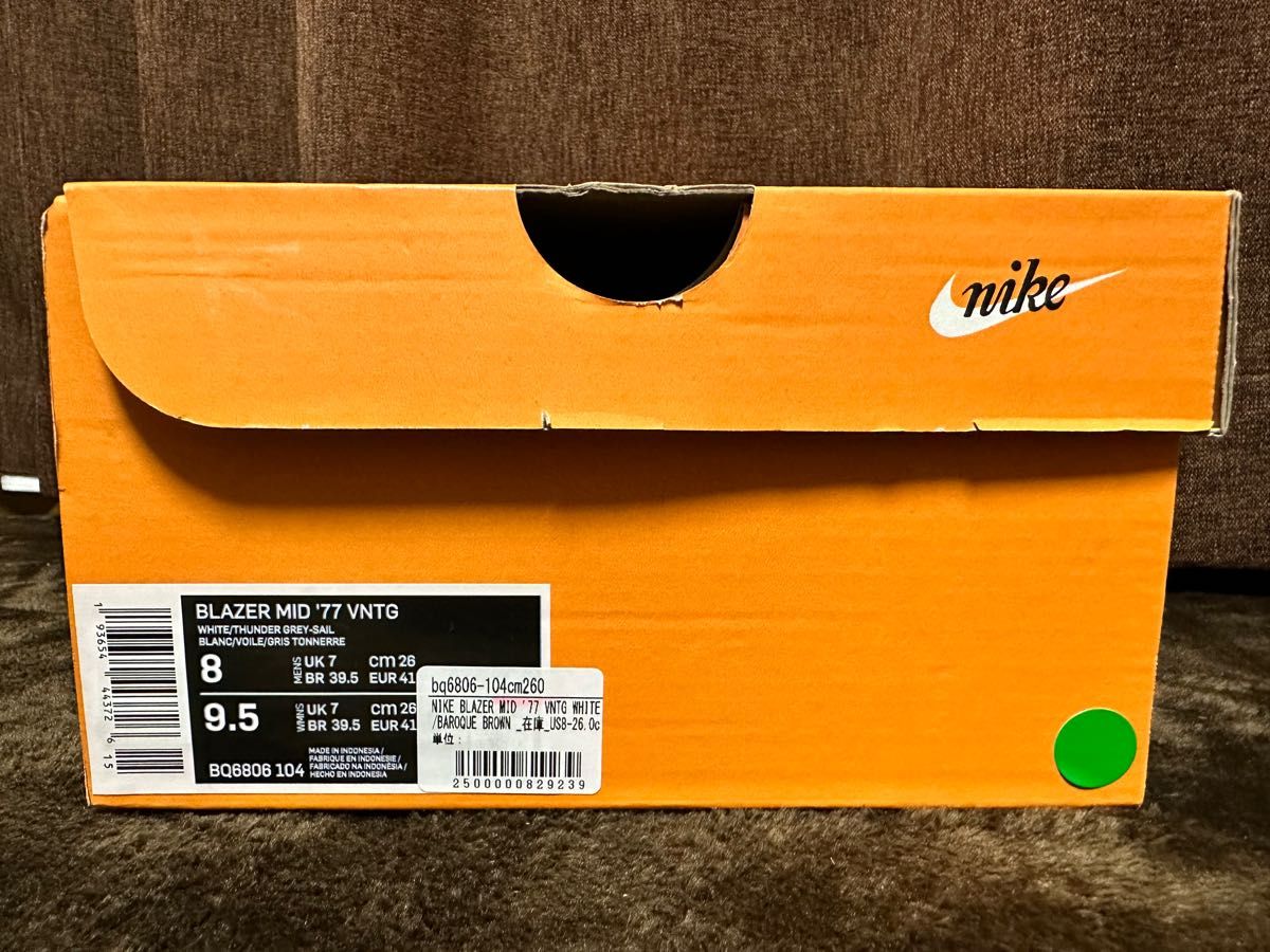 日本未発売 NIKE BLAZER MID 77 VNTG  26cm  ナイキ ブレーザー ブレザー ホワイト 新品未使用 