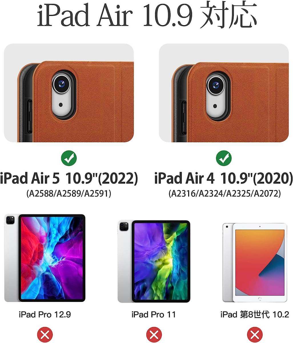  iPad Air　手帳型ケース　第5世代 2022 / 第4世代 2020 10.9インチ ワイヤレス充電対応 オートスリープ　ペンホルダー　スタンド付き_画像7