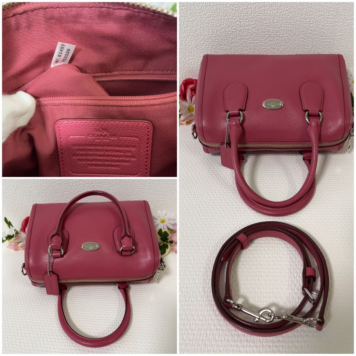 【美品】コーチ COACH ショルダーバッグ 2way ハンドバッグ レザー ピンク系