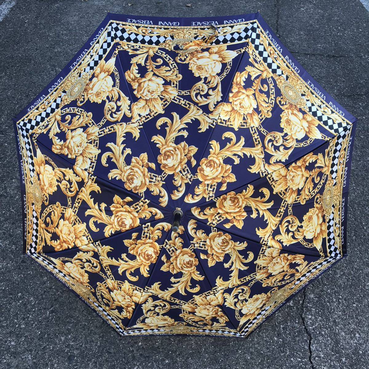 【ヴェルサーチェ】本物 GIANNI VERSACE 傘 バロック柄 全長89cm 雨傘 アンブレラ 雨具 長傘 メンズ レディース 2_画像2