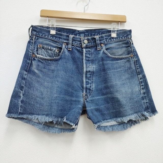 Levi's ヴィンテージ 501 BIG E 60～70s カットオフショートパンツ 紙パッチ 足長Ｒ USA製 ブルー リーバイス 3-0702S F92636