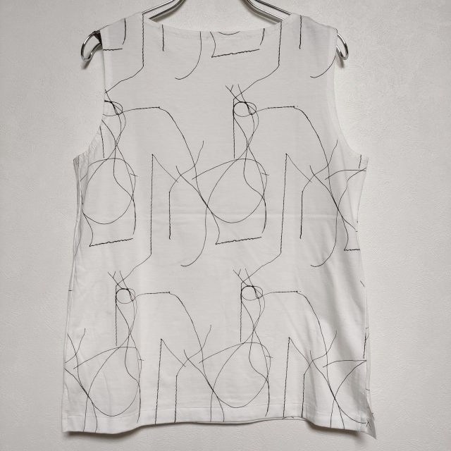 mon sakata print total pattern cotton tank top camisole white monsakata3-0715S 200140