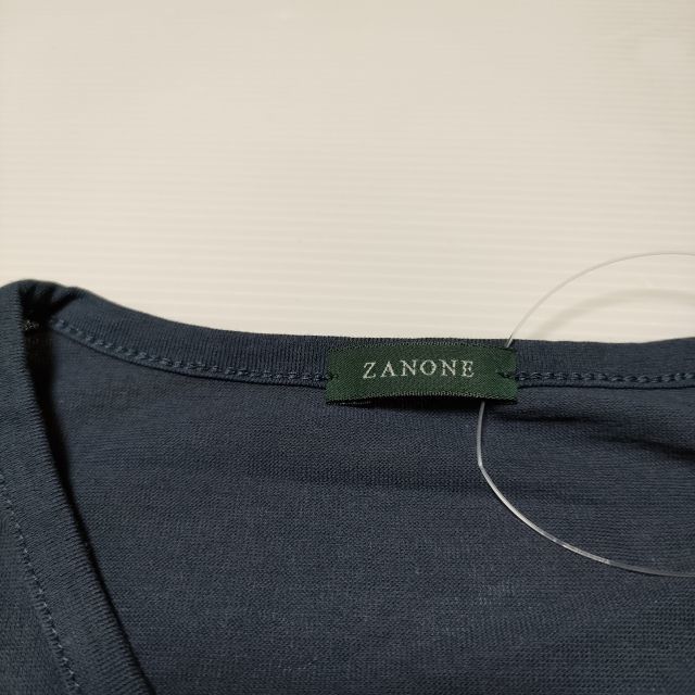 ZANONE icecotton 48 イタリア製 Vネック 半袖 Ｔシャツ カットソー ネイビー ザノーネ 3-0715S F89836_画像4