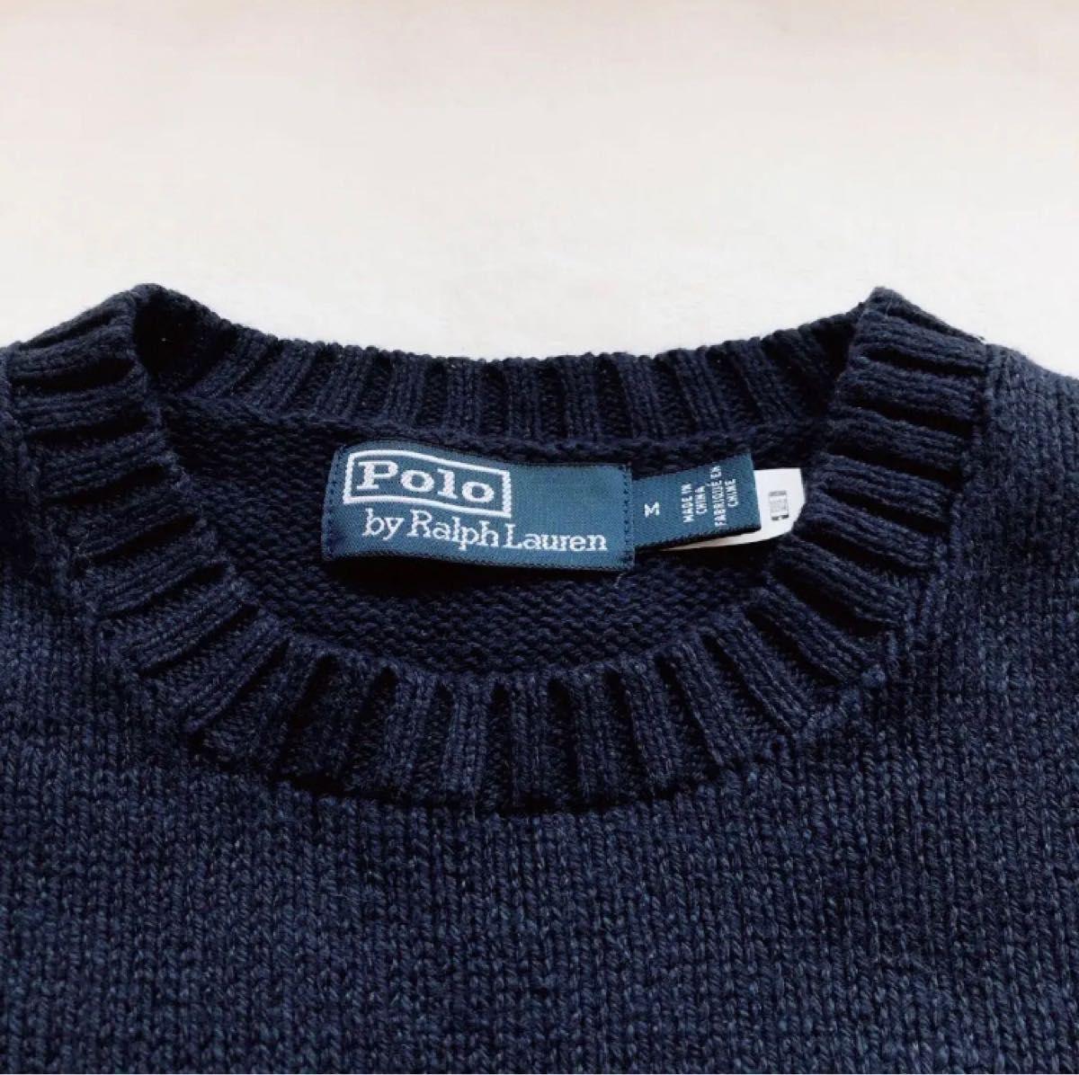 最新作 RALPH LAUREN ラルフローレン ベア コットンリネン セーター ネイビー M
