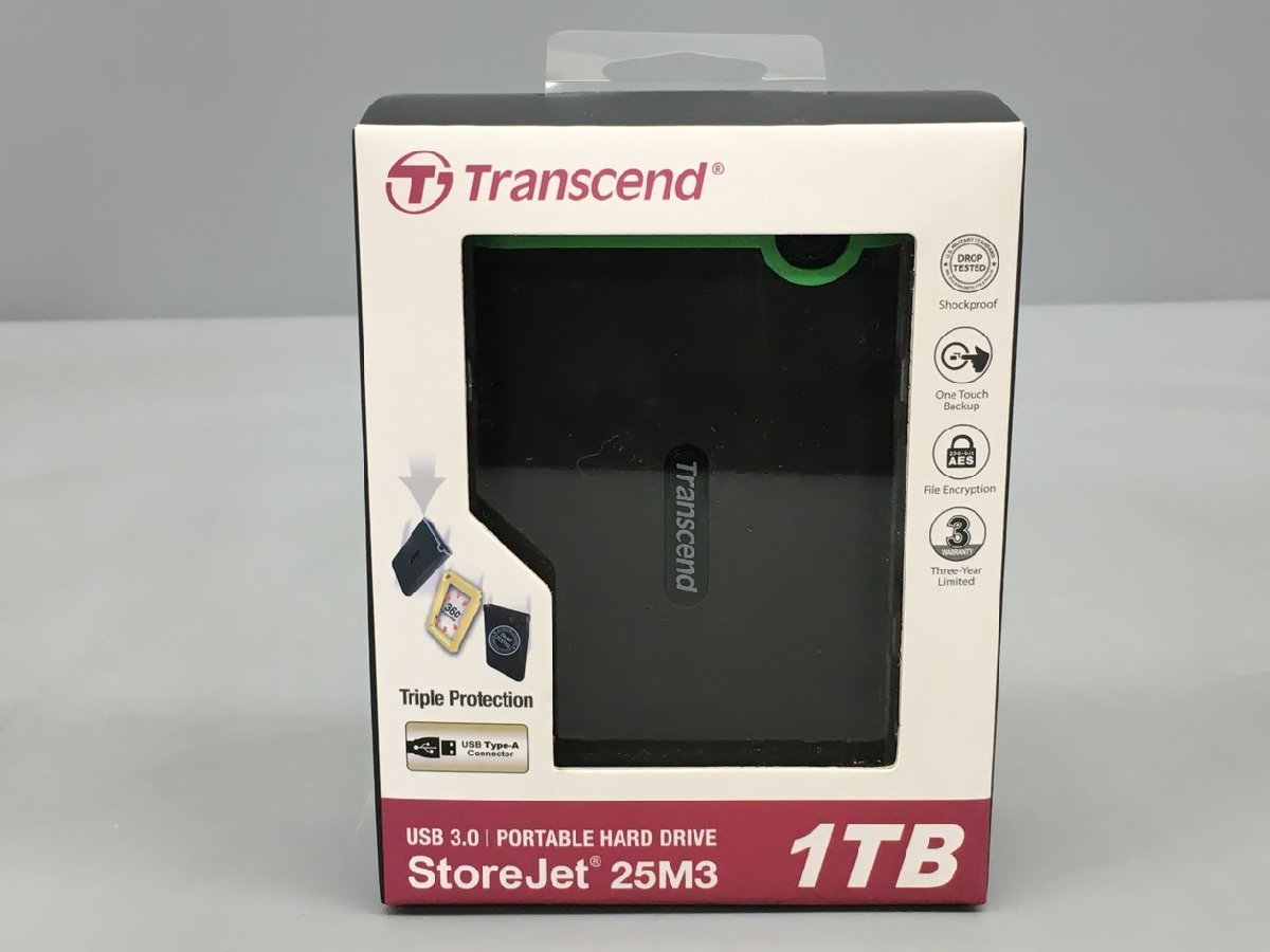 ポータブルハードディスクドライブ Store Jet 25M3 TS1TSJ25M3 トランセンド Transcend 1TB 耐衝撃 2.5インチUSB3.0 未開封 2307LR041