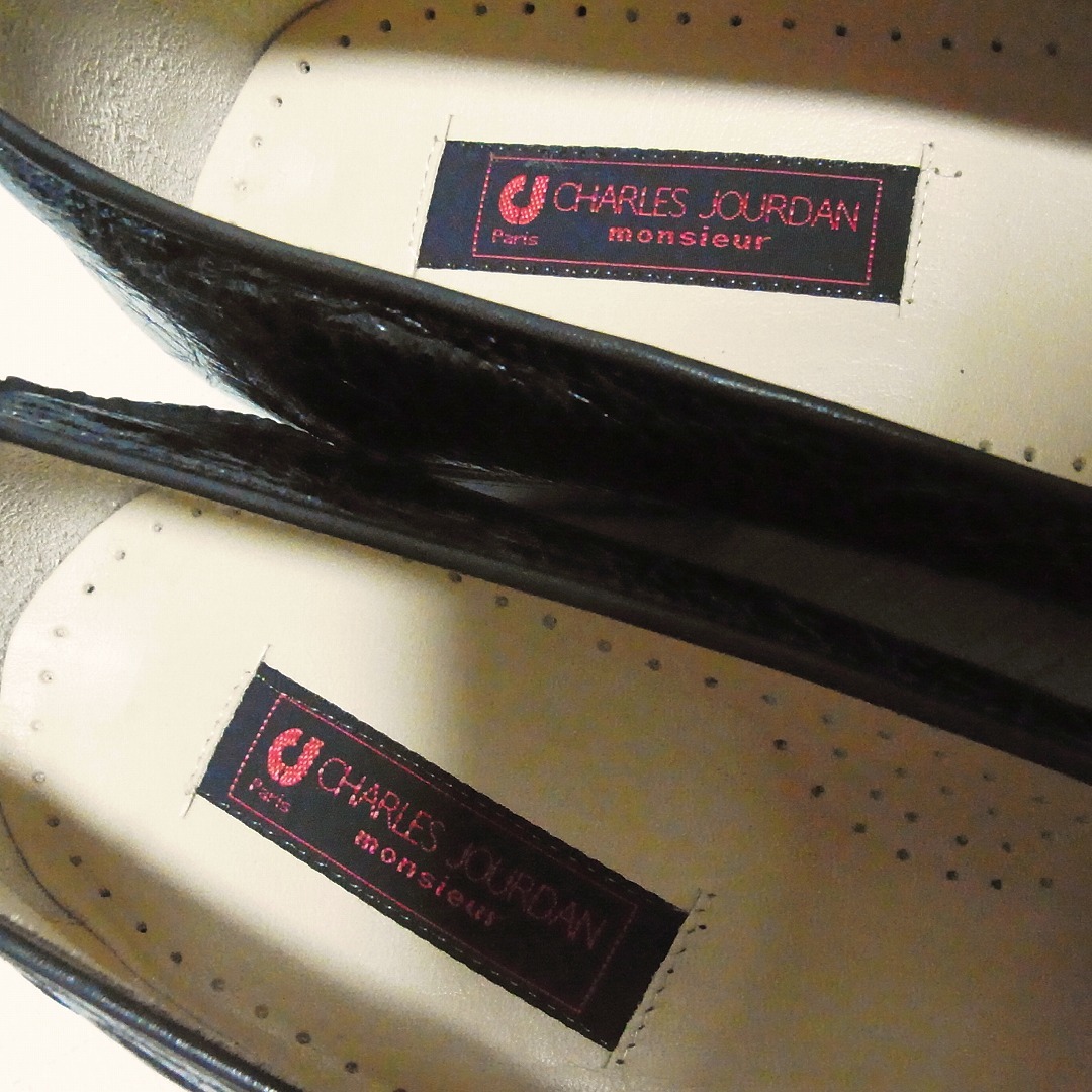  rare unused CHARLES JOURDAN Charles Jourdan sea turtle tassel Loafer 6 24cm black 