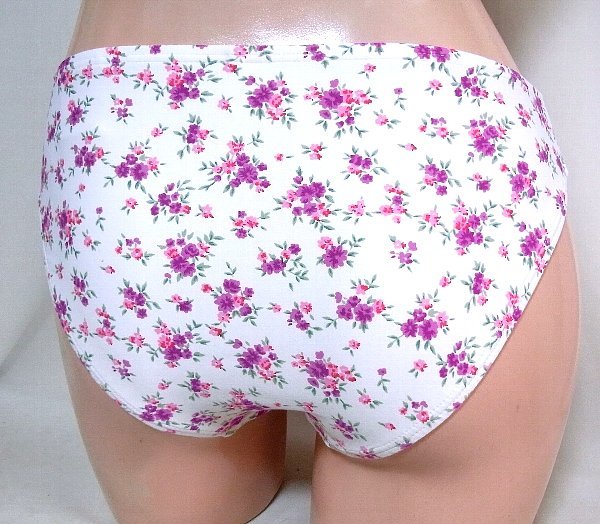 パープルピンク小花柄入り白ビキニ水着ショーツ | www.qmsbrasil.com.br