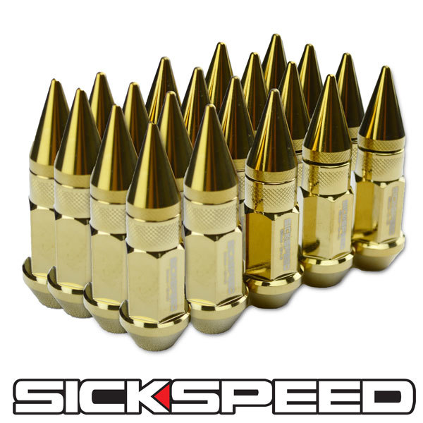 SICKSPEED ゴールドクローム P1.25 50mm 20本 スパイク キャップ 50CAL USDM JDM スタンス ドリフト シックスピード 日産 スバル スズキ