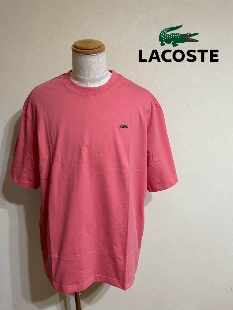 【新品】 LACOSTE LiVE ラコステ クルーネック オーバー Tシャツ サイズL 180/96A 半袖 ピンクUNISEX TH9162L