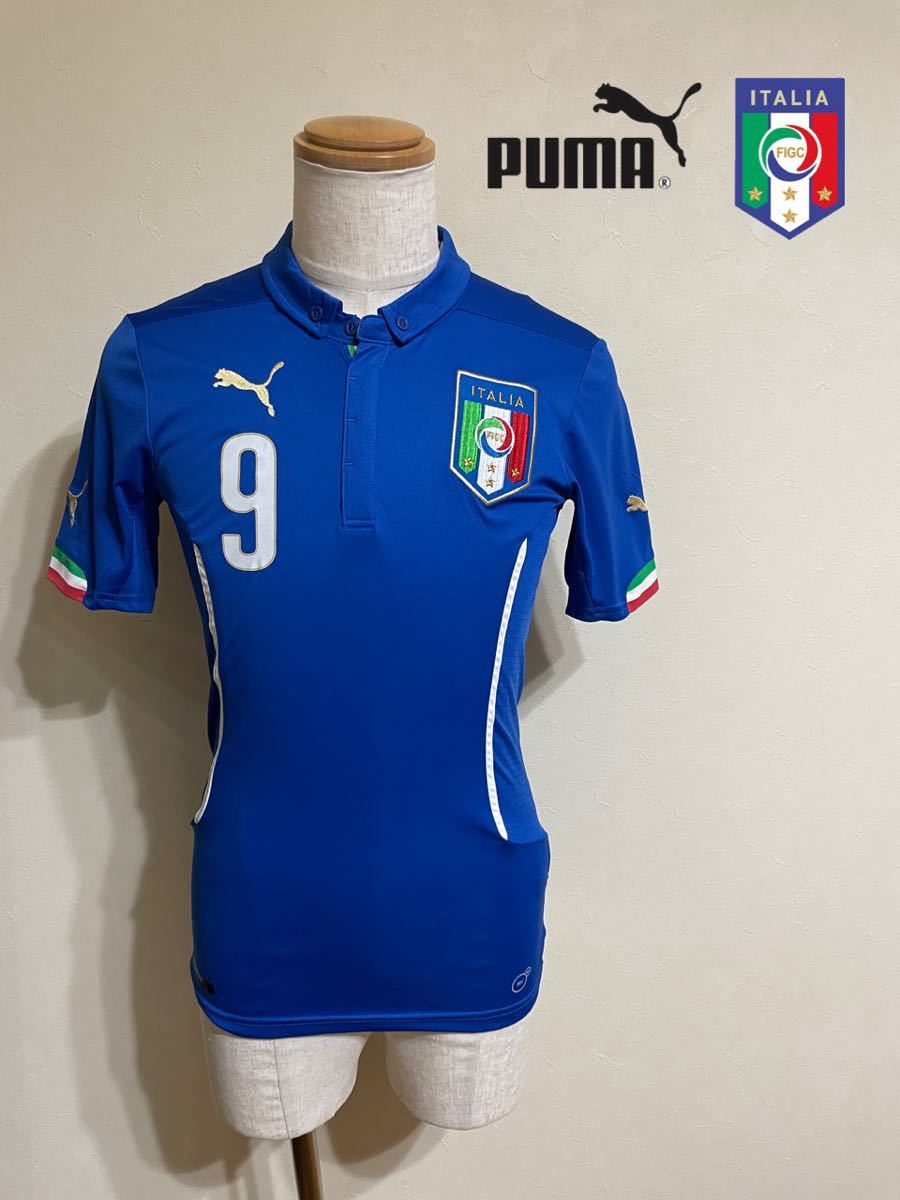 【美品】 PUMA ITALIA プーマ サッカー イタリア代表 ホーム ユニフォーム背番号9 バロテッリ 半袖 USサイズXS ブルー_画像1