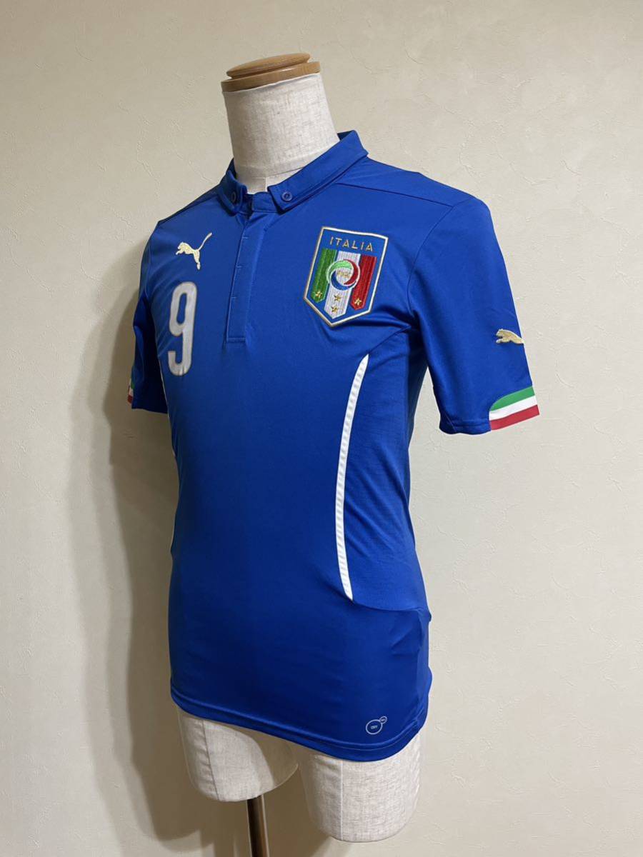 【美品】 PUMA ITALIA プーマ サッカー イタリア代表 ホーム ユニフォーム背番号9 バロテッリ 半袖 USサイズXS ブルー_画像6