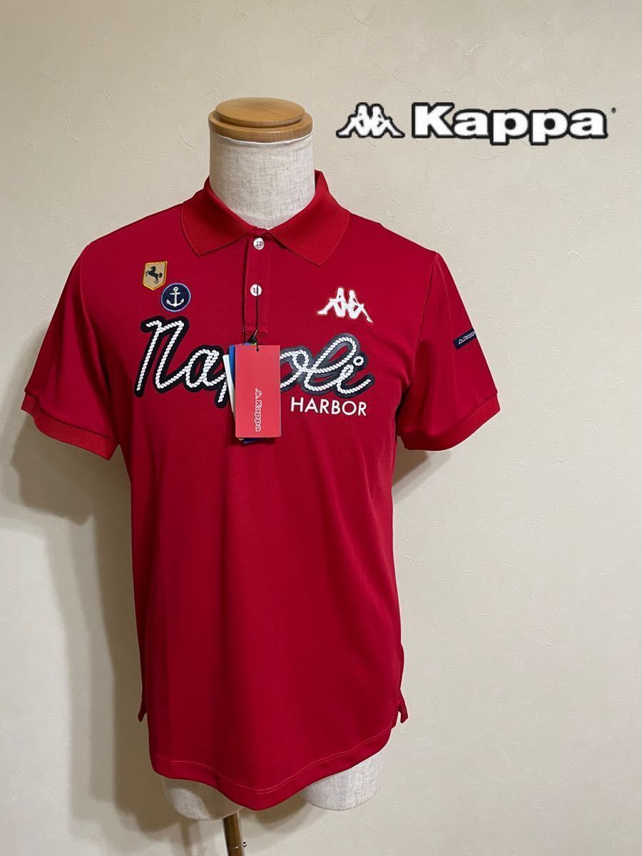 【新品】 kappa ITALIA GOLF カッパ イタリア ゴルフ ウェア ワッペン ドライポロシャツ レッド サイズL 半袖 赤 フェニックス KG912SS411