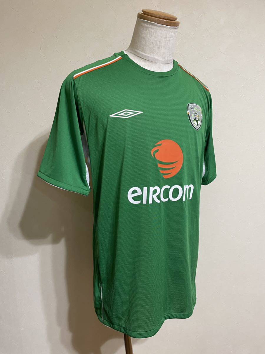 【未使用】 UMBRO IRELAND アンブロ サッカー アイルランド代表 2004 ホーム ユニフォーム サイズL 半袖 緑 デサント UDA6418H_画像8