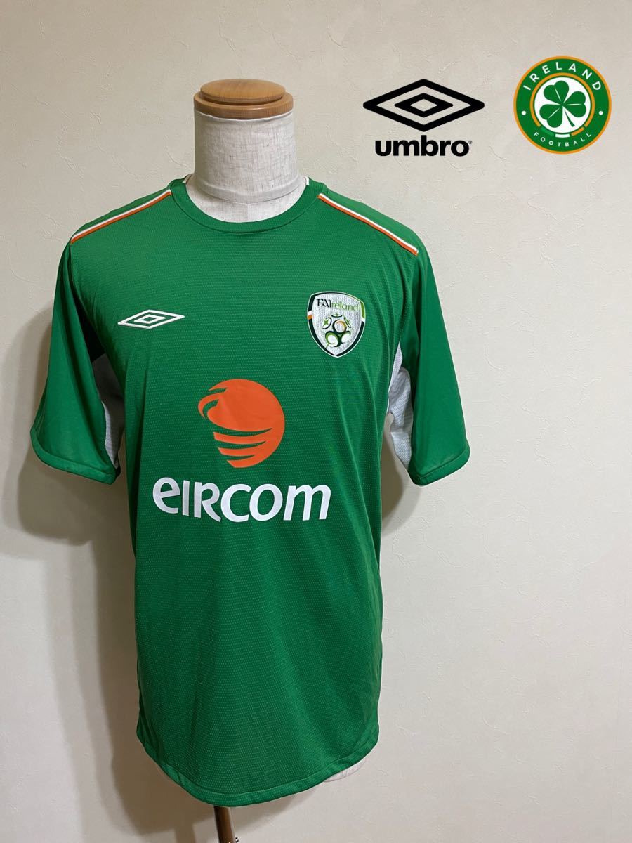 【未使用】 UMBRO IRELAND アンブロ サッカー アイルランド代表 2004 ホーム ユニフォーム サイズL 半袖 緑 デサント UDA6418H_画像1