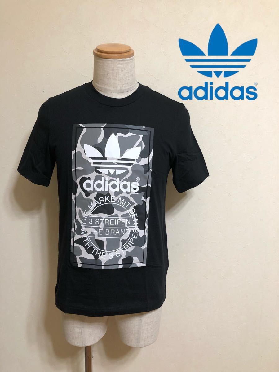 【新品】 adidas originals CAMO LABEL TEE アディダス オリジナルス カモフラージュ ラベル Tシャツ トップス サイズS 半袖 黒 DH4769_画像1