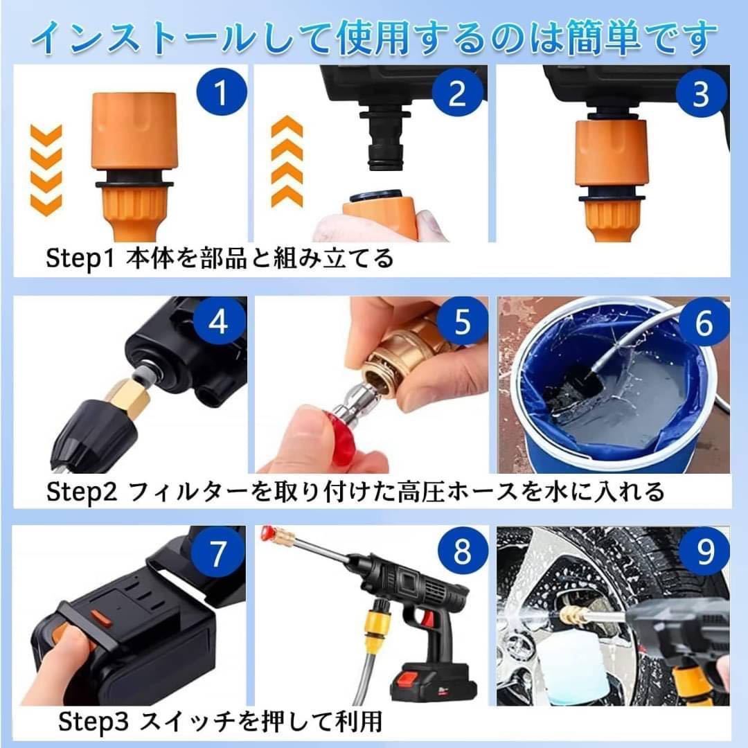 1E13z0G 高圧洗浄機 コードレス 充電式 水圧洗浄機 家庭用 洗車 3MPa