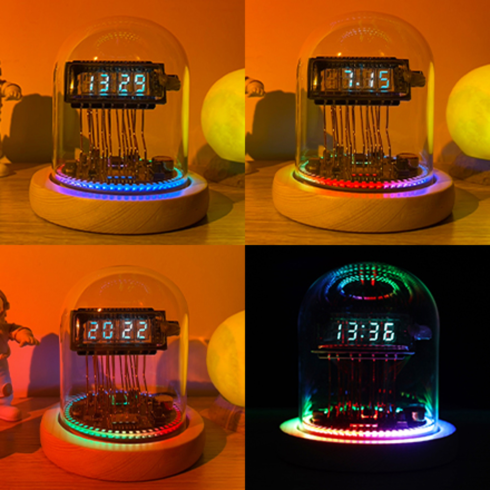 LED置き時計 ドーム型ニキシー管風デジタル時計 レトロモダン お洒落 インテリア ヴィンテージ 近未来的 RGB色 Wi-Fi VFD 雰囲気作り