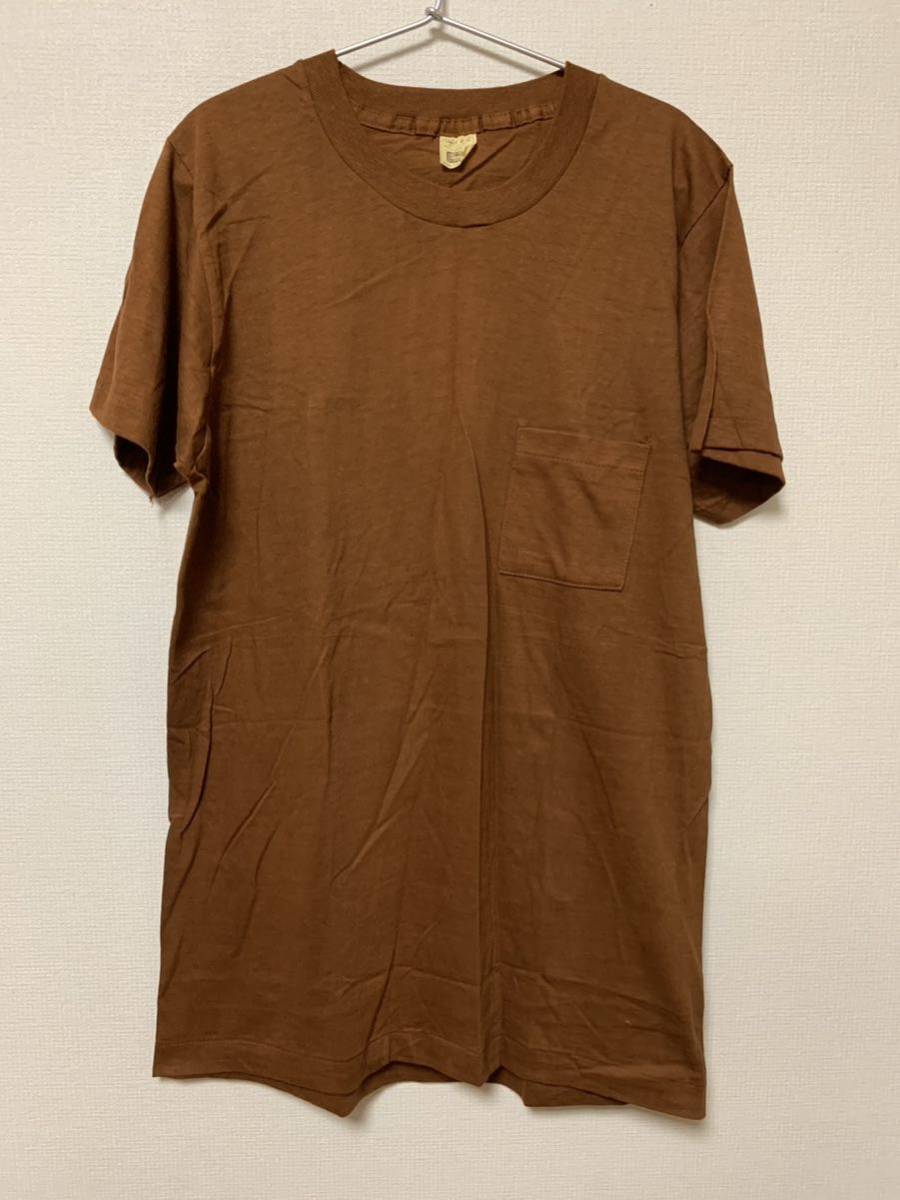 70s dead stock Sears 無地T ポケT 茶色 ビンテージTシャツ ポケットTシャツ Lサイズ デッドストック 古着 シアーズ ヴィンテージ
