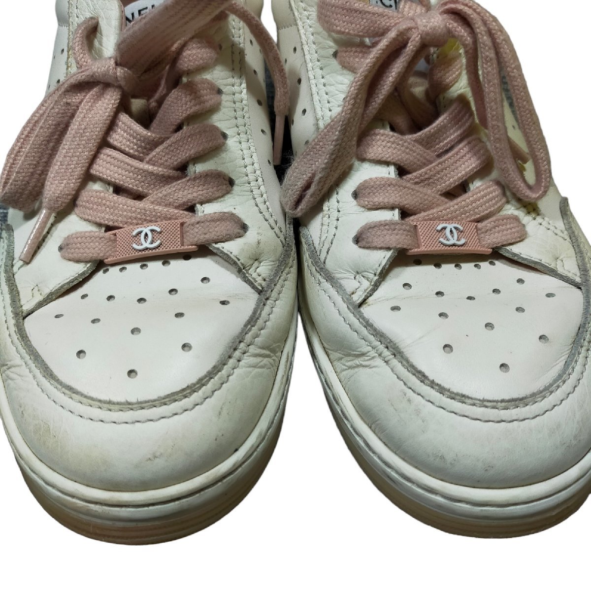 ◆中古品◆CHANEL シャネル スニーカー レディース シューズ ピンク 靴 39 日本サイズ約26cm 保存袋あり J45088NC_画像8
