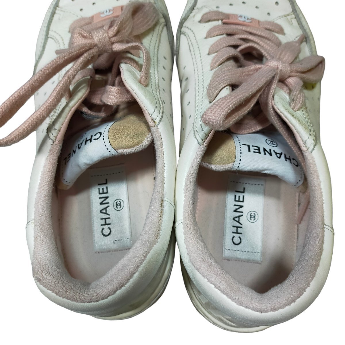 ◆中古品◆CHANEL シャネル スニーカー レディース シューズ ピンク 靴 39 日本サイズ約26cm 保存袋あり J45088NC_画像4
