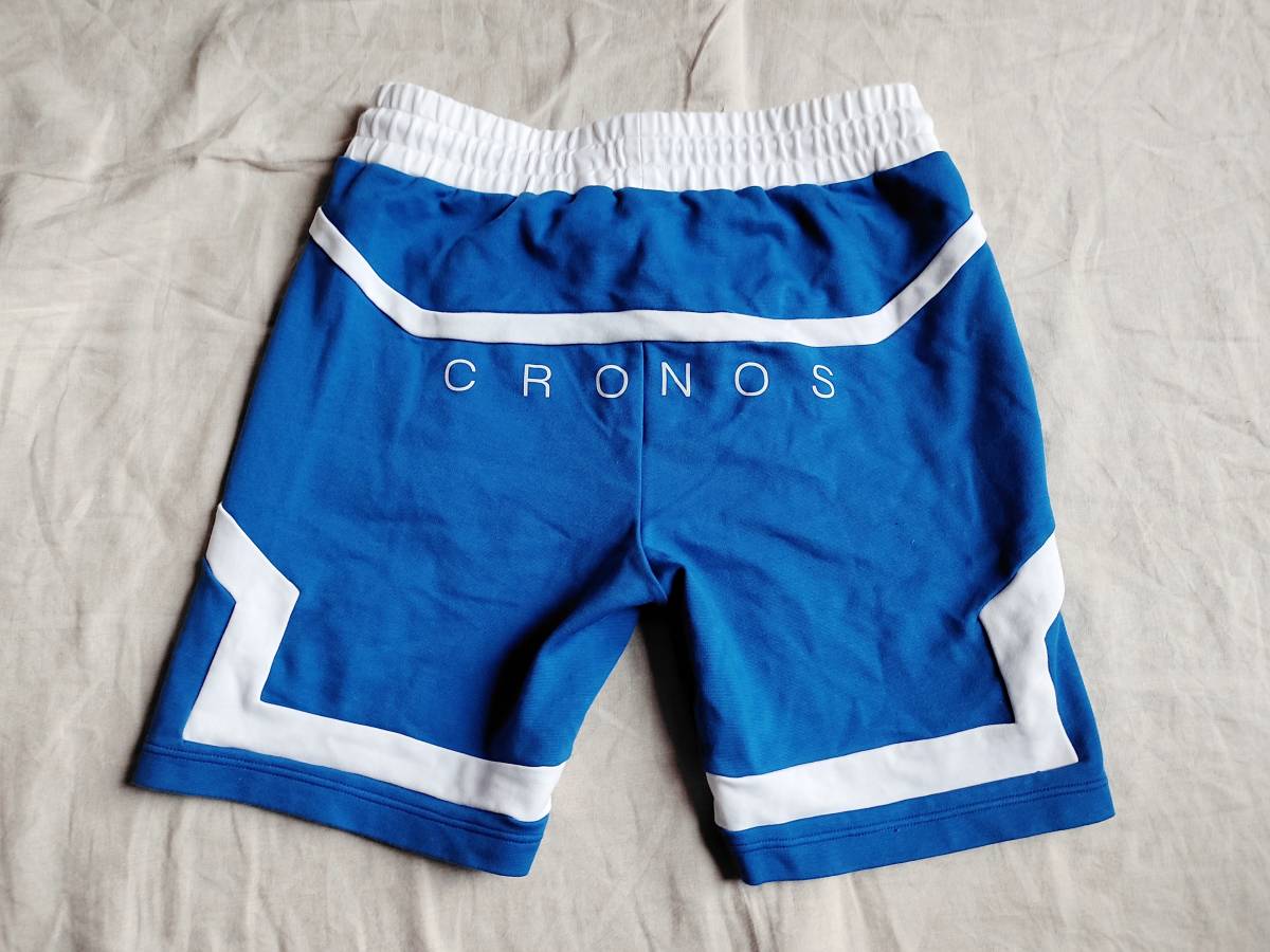  beautiful goods CRONOS Cronos pants half Short Logo line print S stretch cotton nylon blue blue Jim training *7