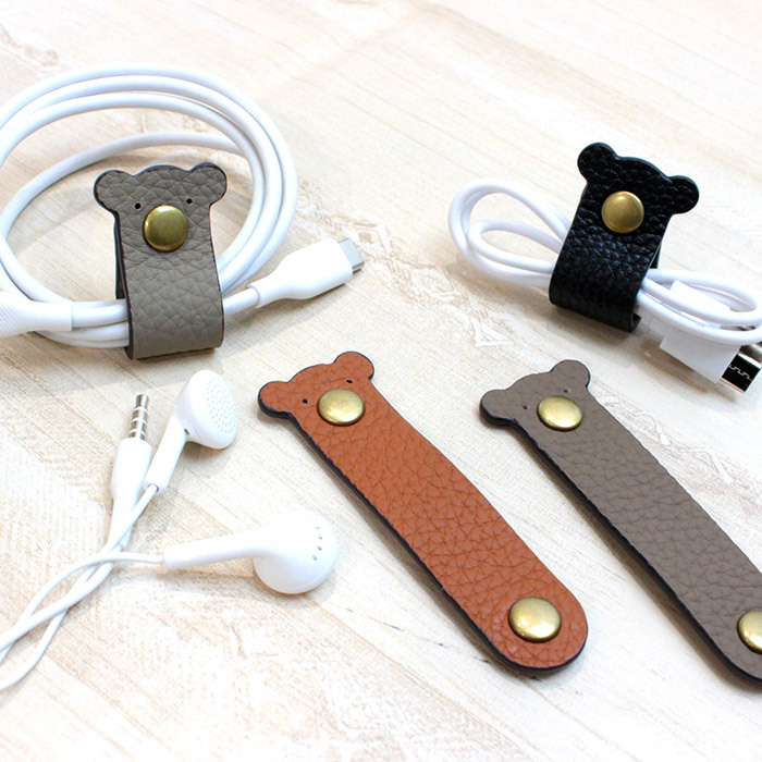  earphone code holder earphone cable summarize . leather lovely ..[ Brown ]| code clip cable holder code to coil taking . possible 